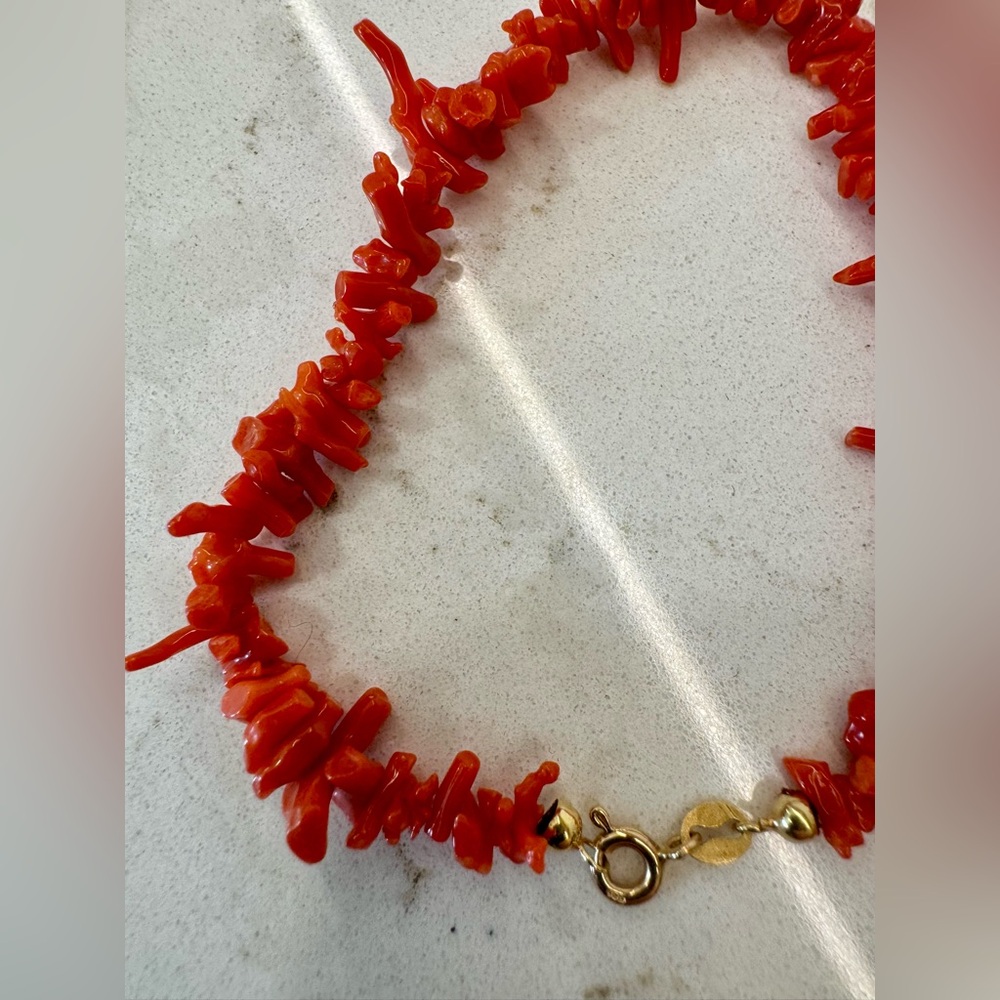 Bel Oro Italy 14K Gold (585) & Red Coral Nugget Bracelet 🌺 Vintage - Picture 6 of 6